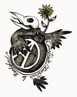 A 검정 과 화이트 그림 의 a 새 와 a 꽃 에 그 Beak