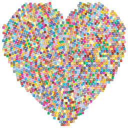 colorful pixel heart
