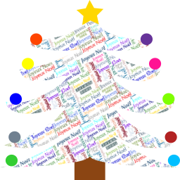 colorful word art christmas tree