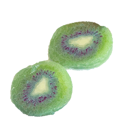 A Kiwi Cut 에 Half 에 A 화이트 배경
