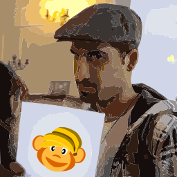 A Man Holding A Picture Of A Cartoon Character