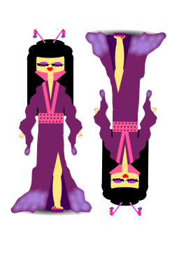 mirrored purple bird figure