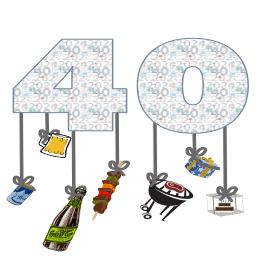 번호를 가진 생일 카드 Forty