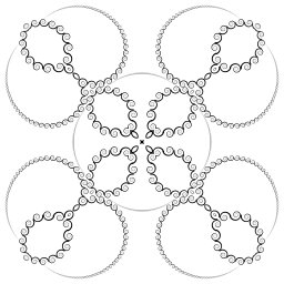 Interlocked Circles의 본을 가진 4개의 원형의 세트