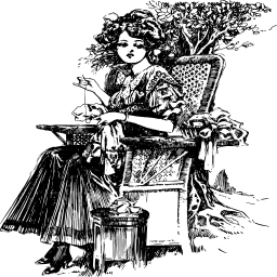 Black and White Drawing of A Woman Sitting in A Chair