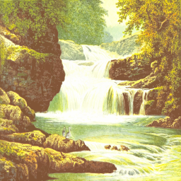 숲에서 폭포의 그림