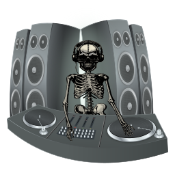 턴테이블에 skeleton dj