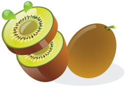 전체 및 반 kiwifruit