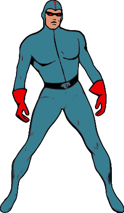 A Man In A Blue Suit With Red Gloves