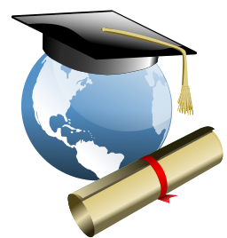 graduation globe and diploma