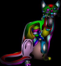 iridescent 3d 고양이 렌더링