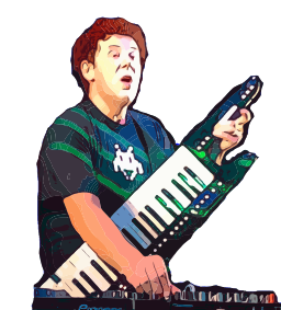 복고풍 keytar performer 초상화