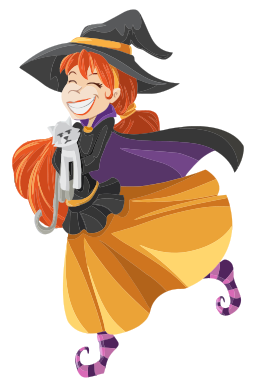Cartoon Character Dressed As A Witch with A Broom