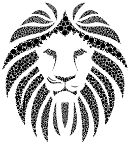 A Lion 'S Head 에 검정 과 화이트