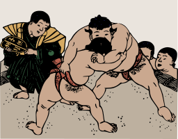 sumo wrestlers 와 referee