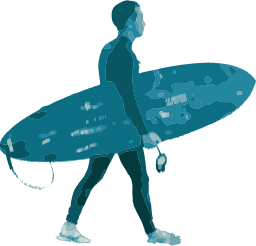 A Man Walking 와 A Surfboard