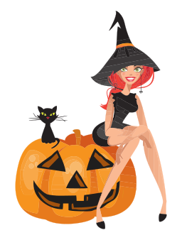 witch sitting on pumpkin