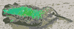 3d 렌더링 mossy 바위 와 twigs 과 잔디