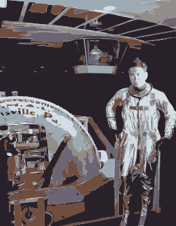 astronaut는 spacecraft 옆에 서