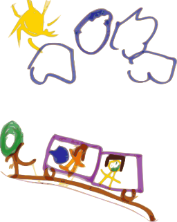 아이들 's Drawing Of A 기차 와 사람들 에 그것