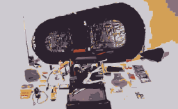 close up of a mechanical or robotic device with complex wiring and components