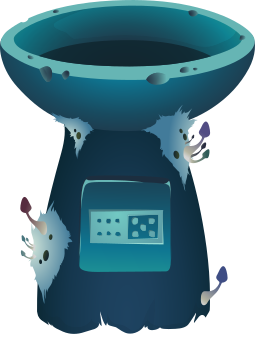 부유 한 파란색 cauldron 콘솔