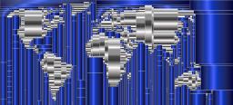 metallic blue world map