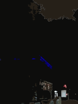 나무 silhouette와 밤 거리
