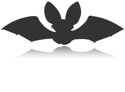 A Silhouette 의 A Bat 에 A 화이트 배경