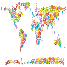 colorful numbers world map