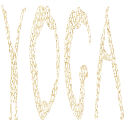 블랙 배경에 골드 글리터의 Word Yoga