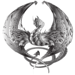 metallic gray dragon emblem