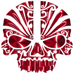 빨간 금속 tribal skull 투명한