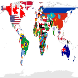 world map country flags