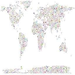 colorful world map dots