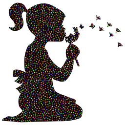 girl blowing bubbles rainbow