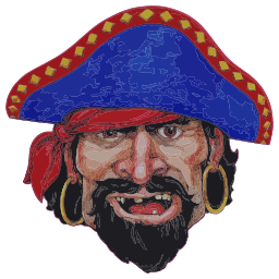 화려한 모자를 가진 pirate
