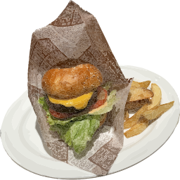 fries를 가진 판에 burger