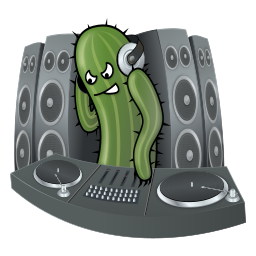 만화 Cactus Dj 재생 음악 에 A Turntable