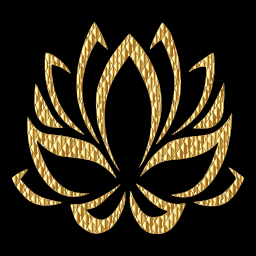 검은 배경에 황금 로터스 꽃