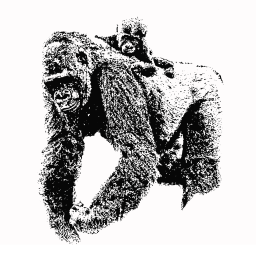 A Gorilla 와 A 아기 Sitting 에 그 백