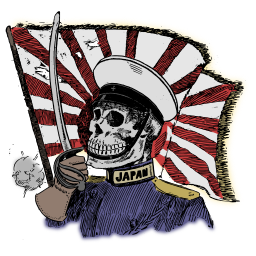 skeleton with flag illustration