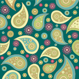 A Teal 배경에 이음새가 없는 Paisley 본