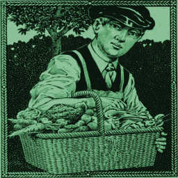 vintage boy with basket