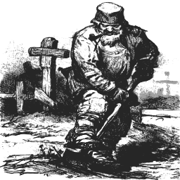 A 검정 과 화이트 그림 의 A 사람 Digging A Grave