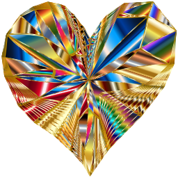 abstract faceted metallic heart