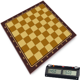 디지털 시계를 가진 Eachd chessboard