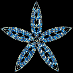 파란 백색 기하학 6 petal starflower