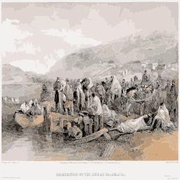 crowded riverbank 착륙 장면