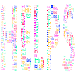 light themed pastel word cloud text